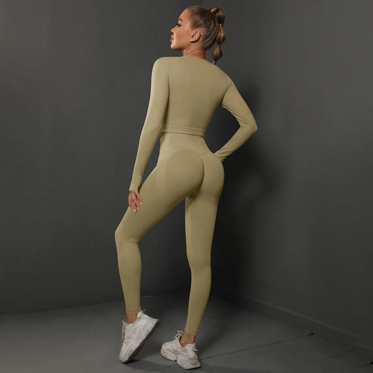 Women Sets 2PCS Energy Seamless Gym Tracksuits Tights Set