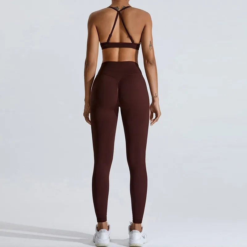 Gym Clothes Women 2 Pcs Yoga Set Sports Bra Seamless High Waist Leggings