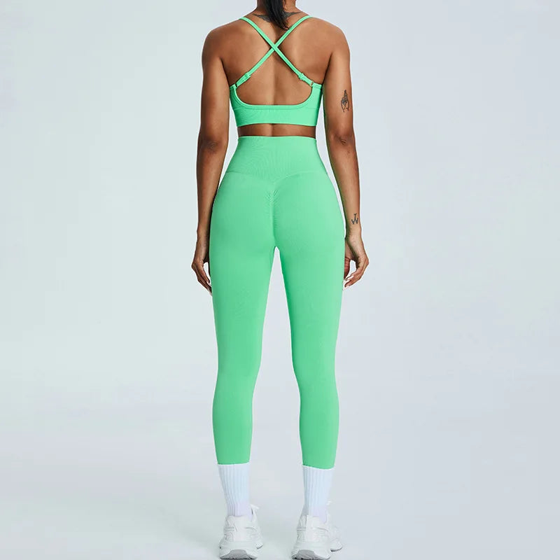 Women's Tracksuit Seamless Fitness Suit 2PCS Yoga Set Sportswear Workout