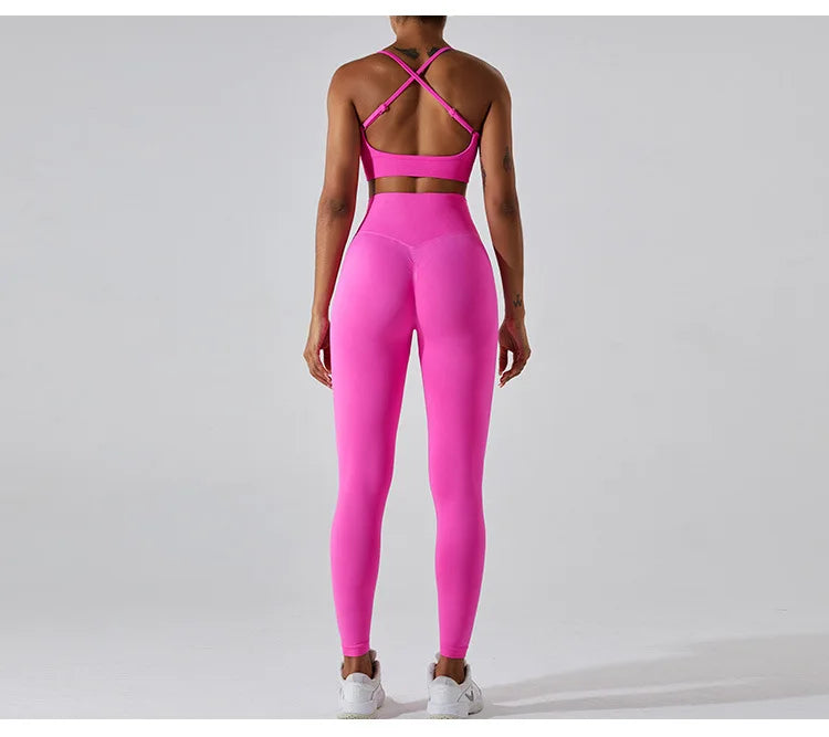 Women's Tracksuit Seamless Fitness Suit 2PCS Yoga Set Sportswear Workout