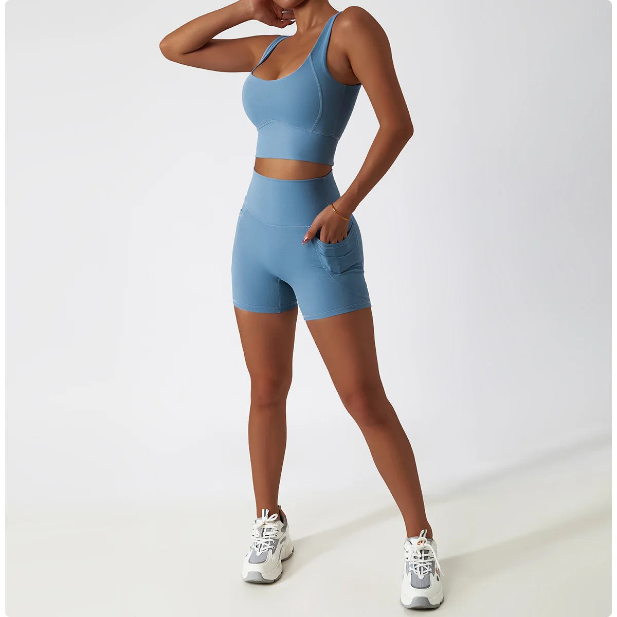 2PCS Seamless Women Tracksuit Yoga Set Workout Sportswear