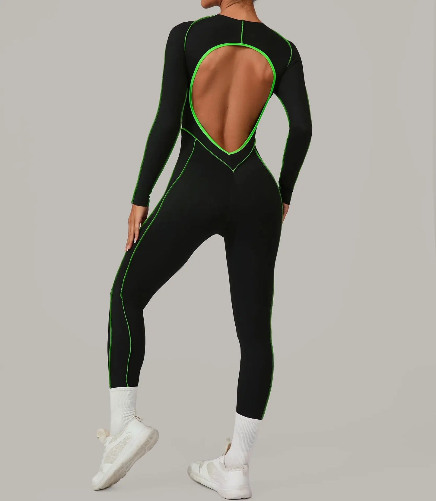 Yoga Suit Sport Fitness Seamless Line Contrast Color Skinny Pants One Piece