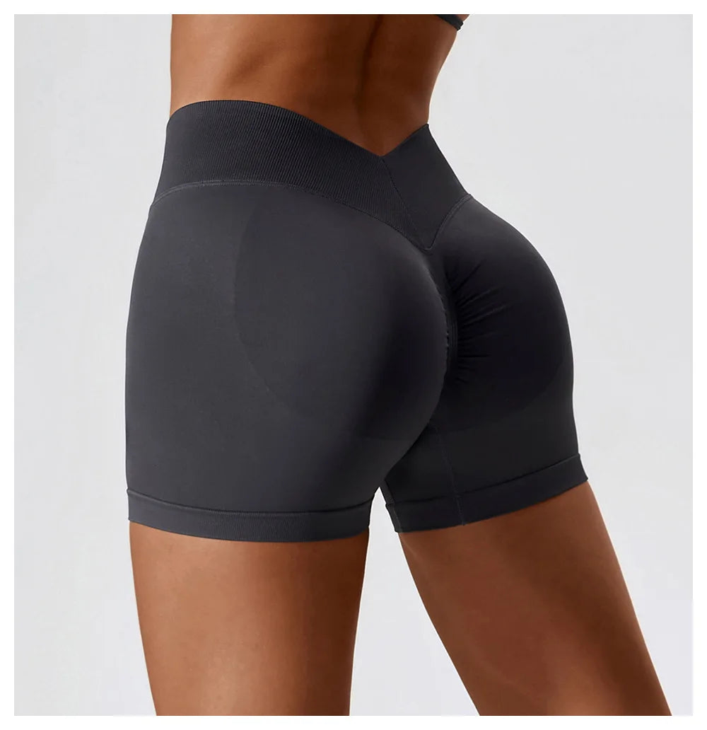 V Back Seamless Shorts Women Sports Shorts Cycling Yoga Shorts Scrunch Butt Biker Fitness High Waist Gym Shorts Leggings Woman