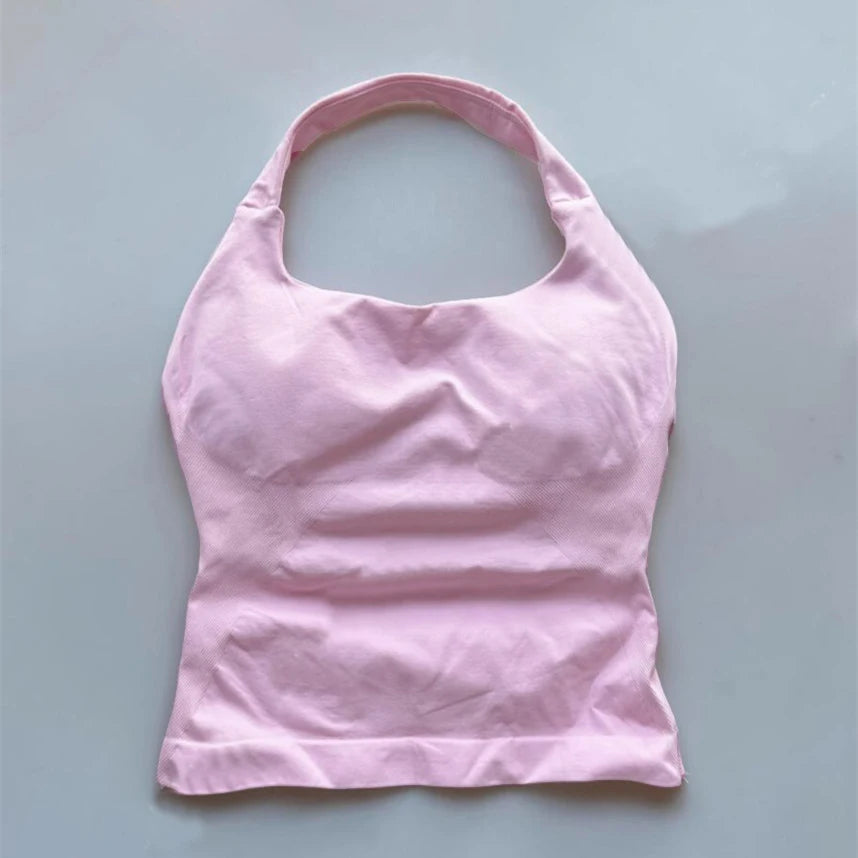 Top Seamless Yoga Backless Hanging Neck