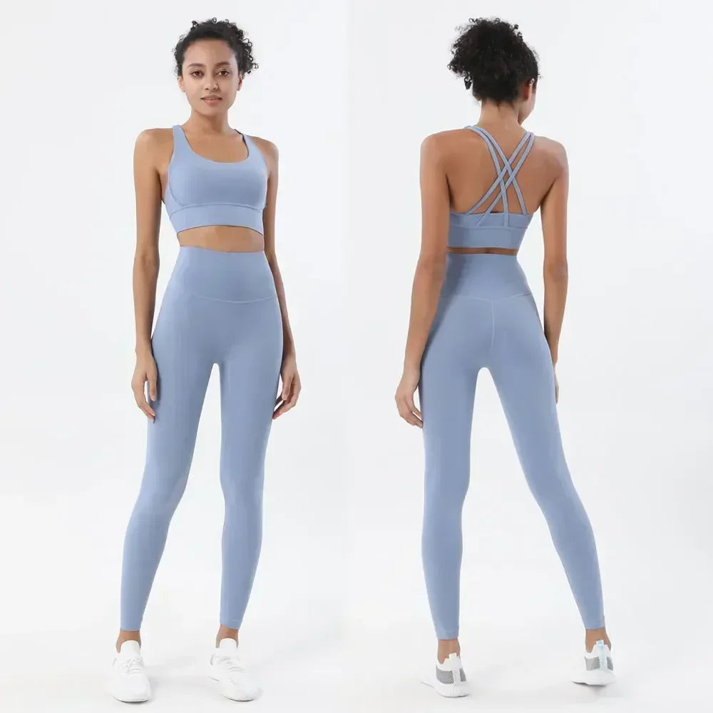Sportswear Yoga Set Leggings and Tops Fitness
