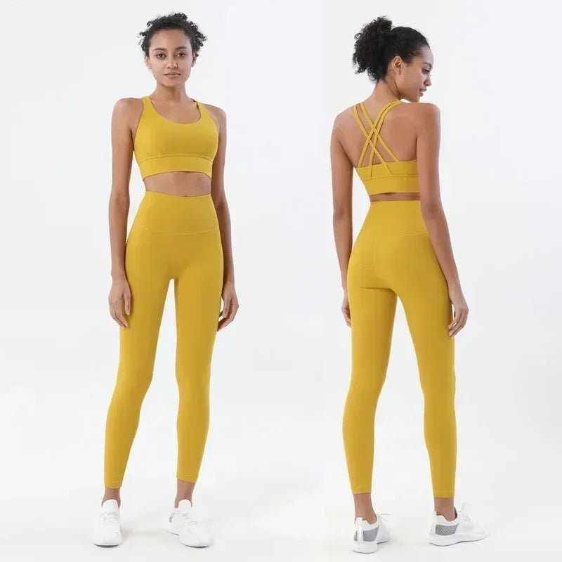 Sportswear Yoga Set Leggings and Tops Fitness