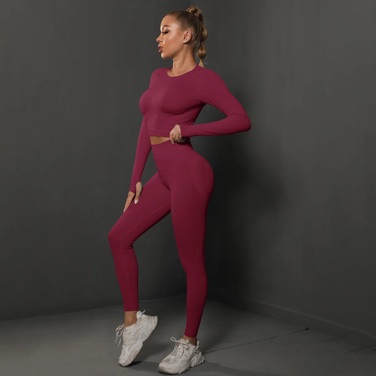 Women Sets 2PCS Energy Seamless Gym Tracksuits Tights Set