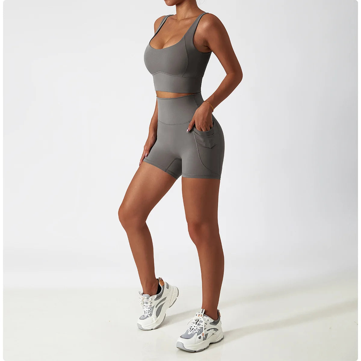 2PCS Seamless Women Tracksuit Yoga Set Workout Sportswear