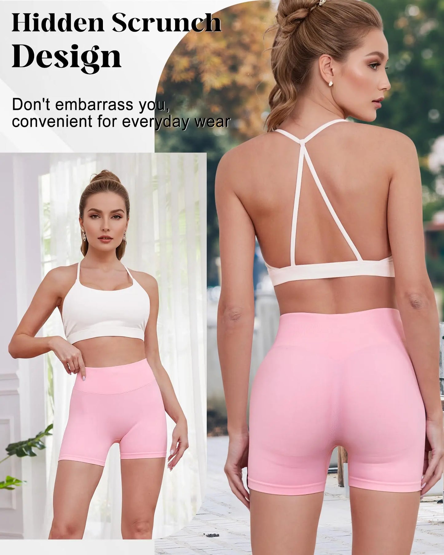 Women Seamless Yoga Sports Shorts Stretch Scrunch Butt Gym Shorts Low Ribbed Workout Running Leggings Sexy Athletic Yoga Shorts