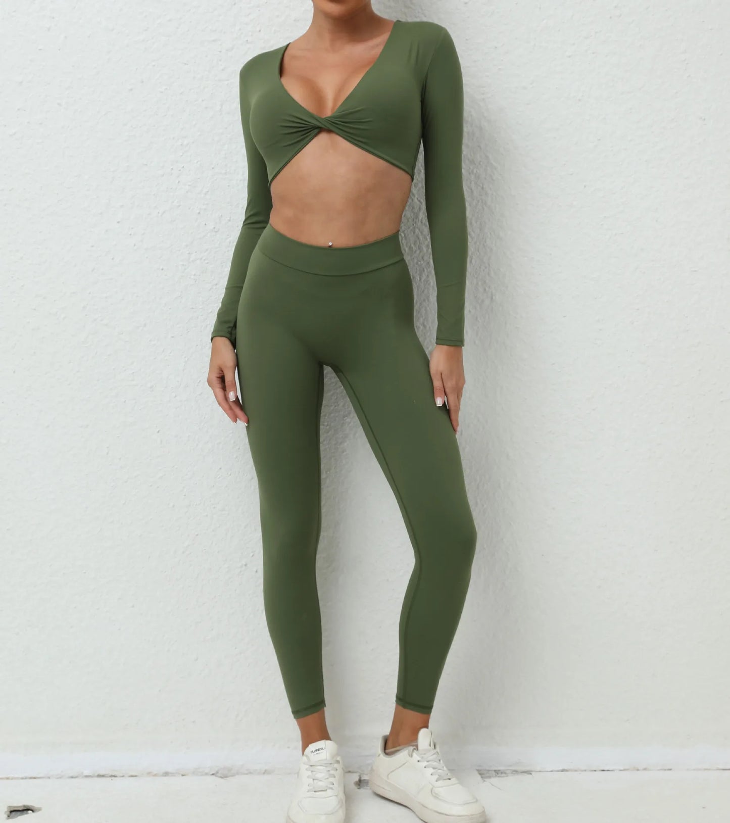 2PCS Yoga Set Sport Fitness High Waist Hip Lifting Pants