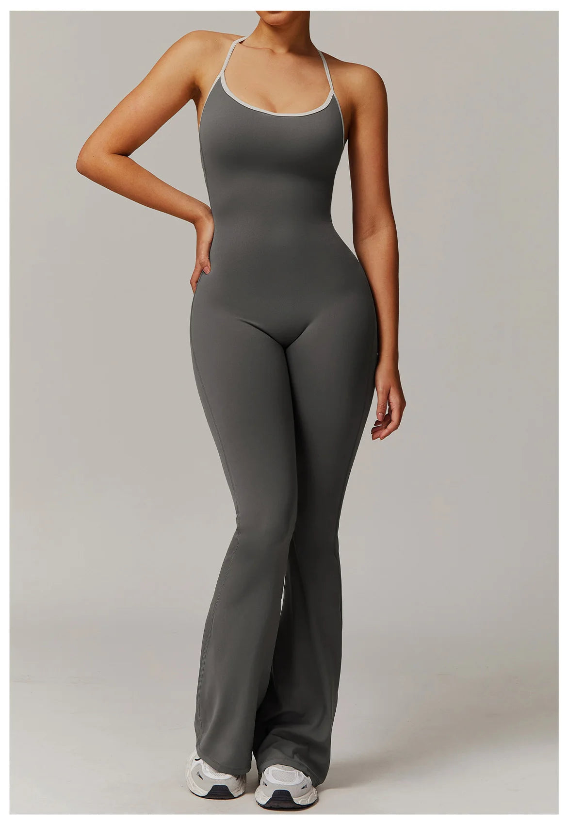 V Back Jumpsuit Gym Set