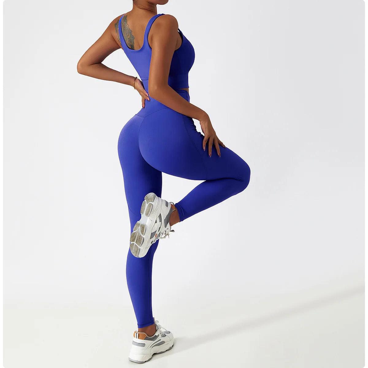 2PCS Seamless Women Tracksuit Yoga Set Workout Sportswear