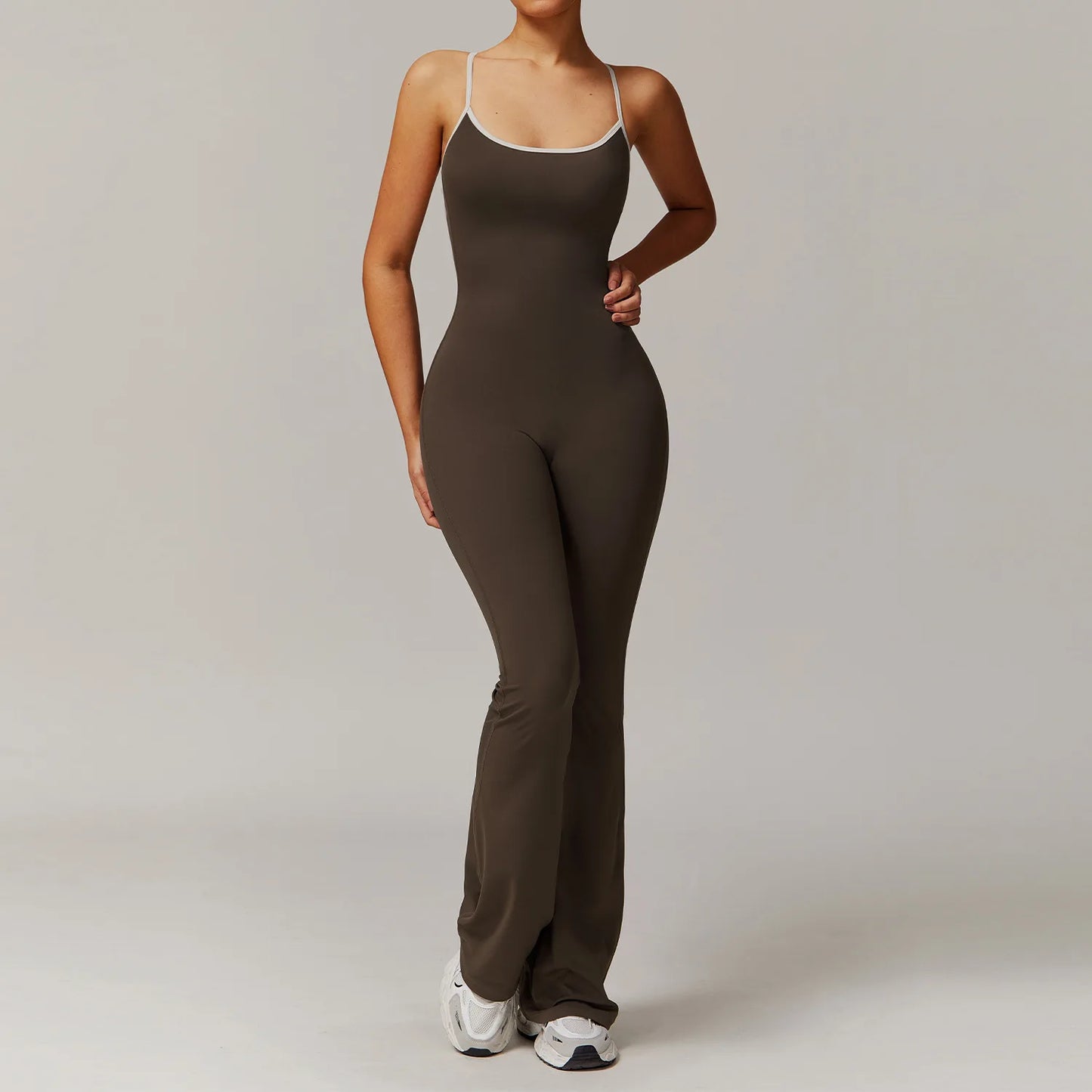 V Back Jumpsuit Gym Set
