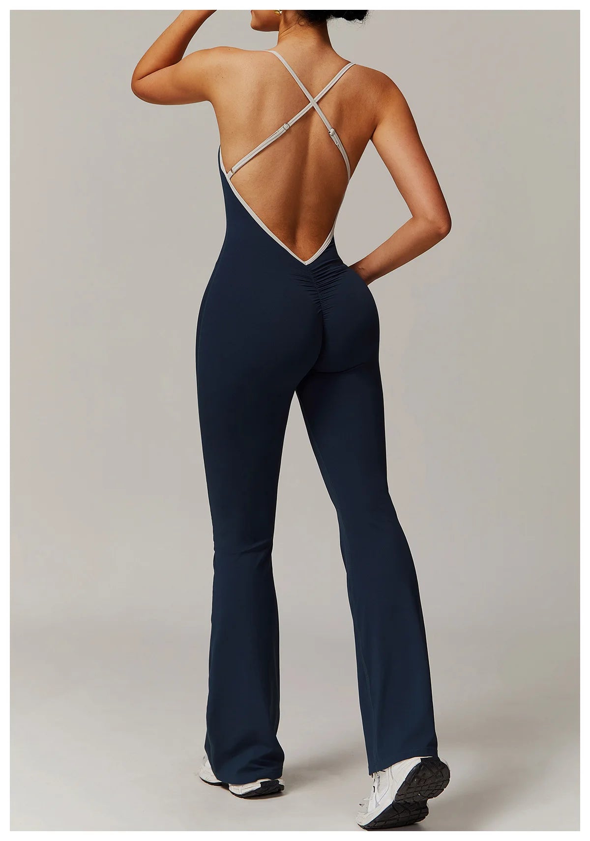 V Back Jumpsuit Gym Set