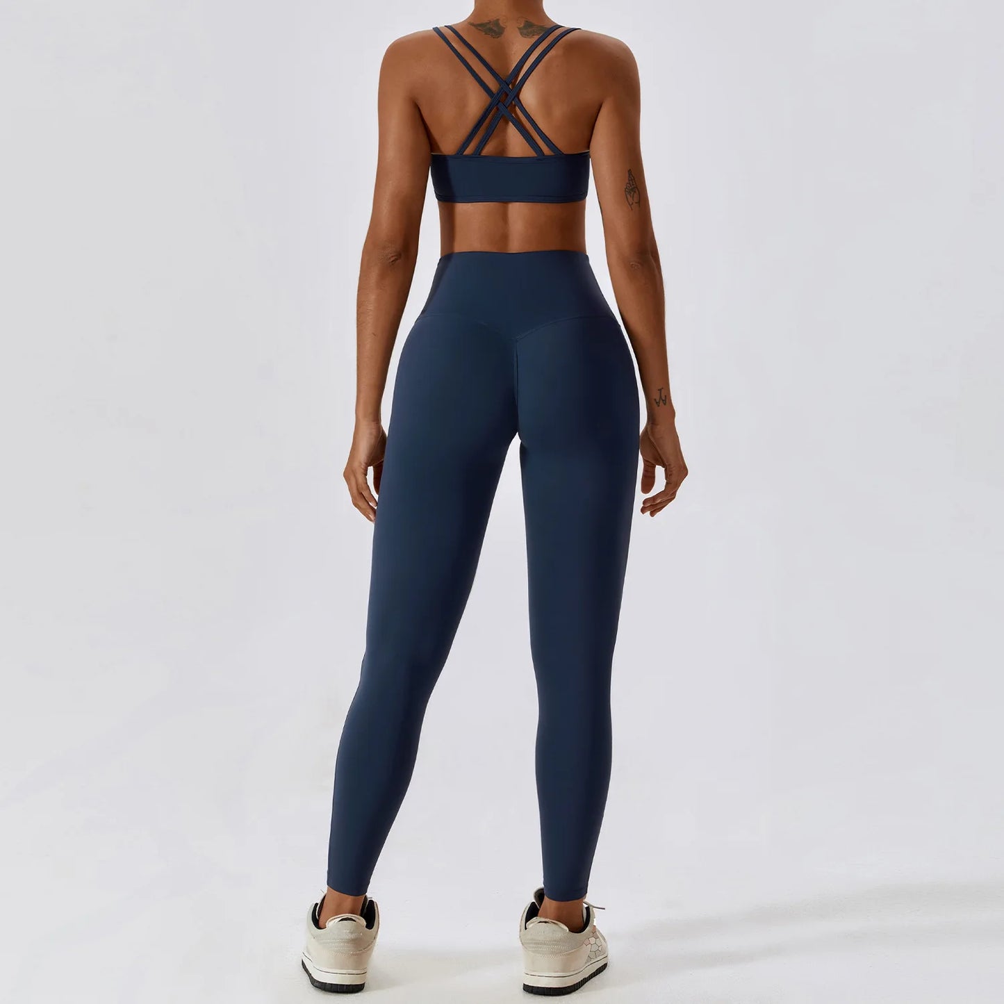 Athletic Wear High Waist Leggings And Top Two Piece Set Seamless Gym