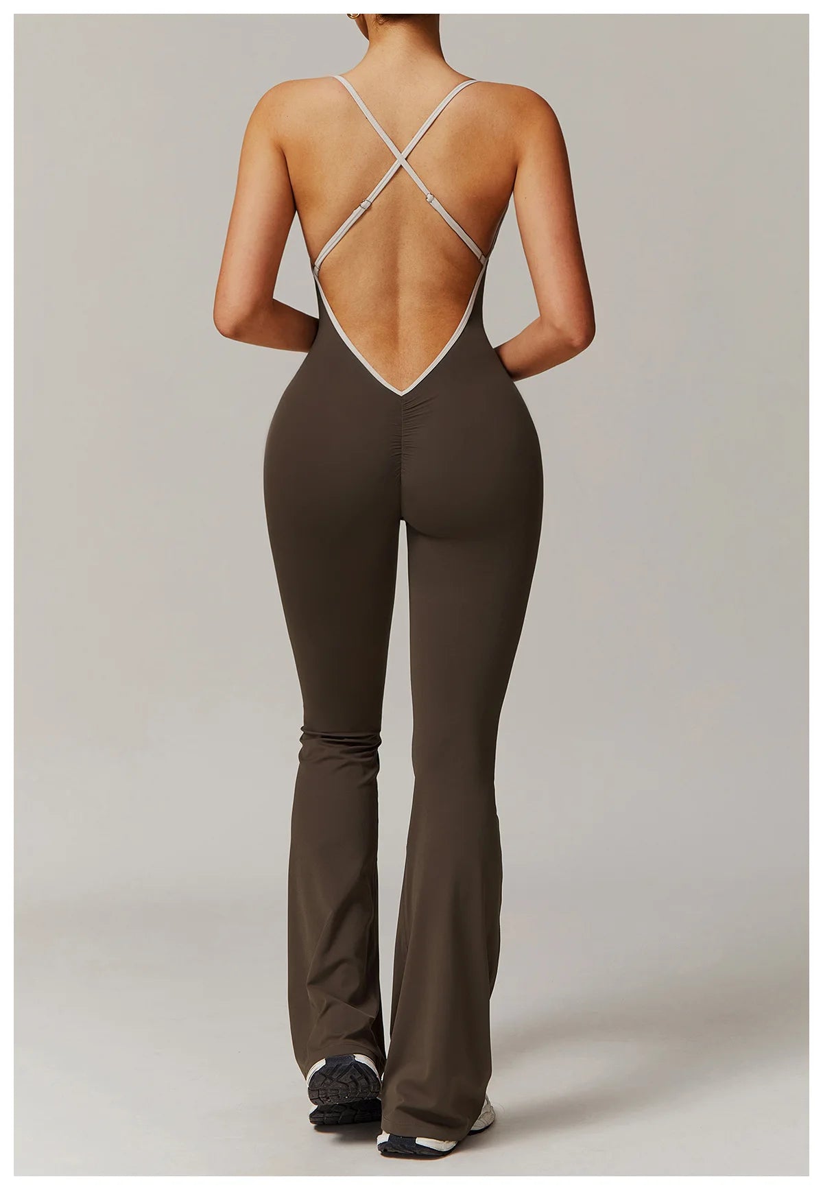V Back Jumpsuit Gym Set
