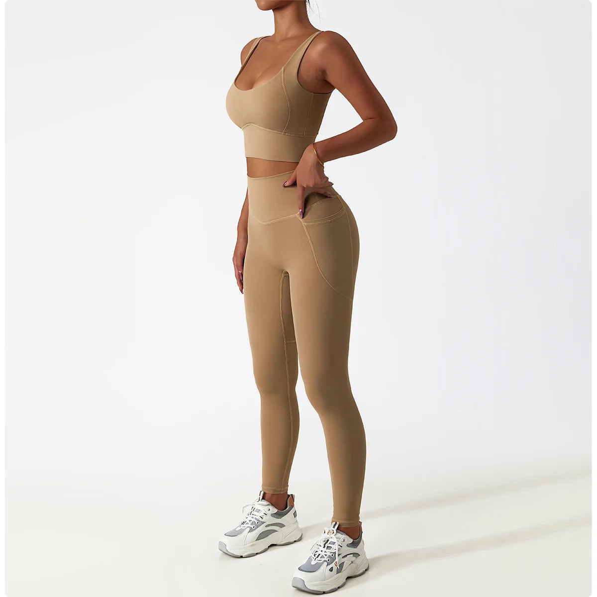 2PCS Seamless Women Tracksuit Yoga Set Workout Sportswear