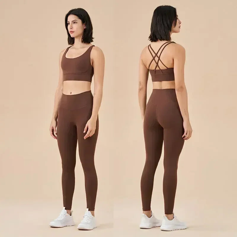 Sportswear Yoga Set Leggings and Tops Fitness