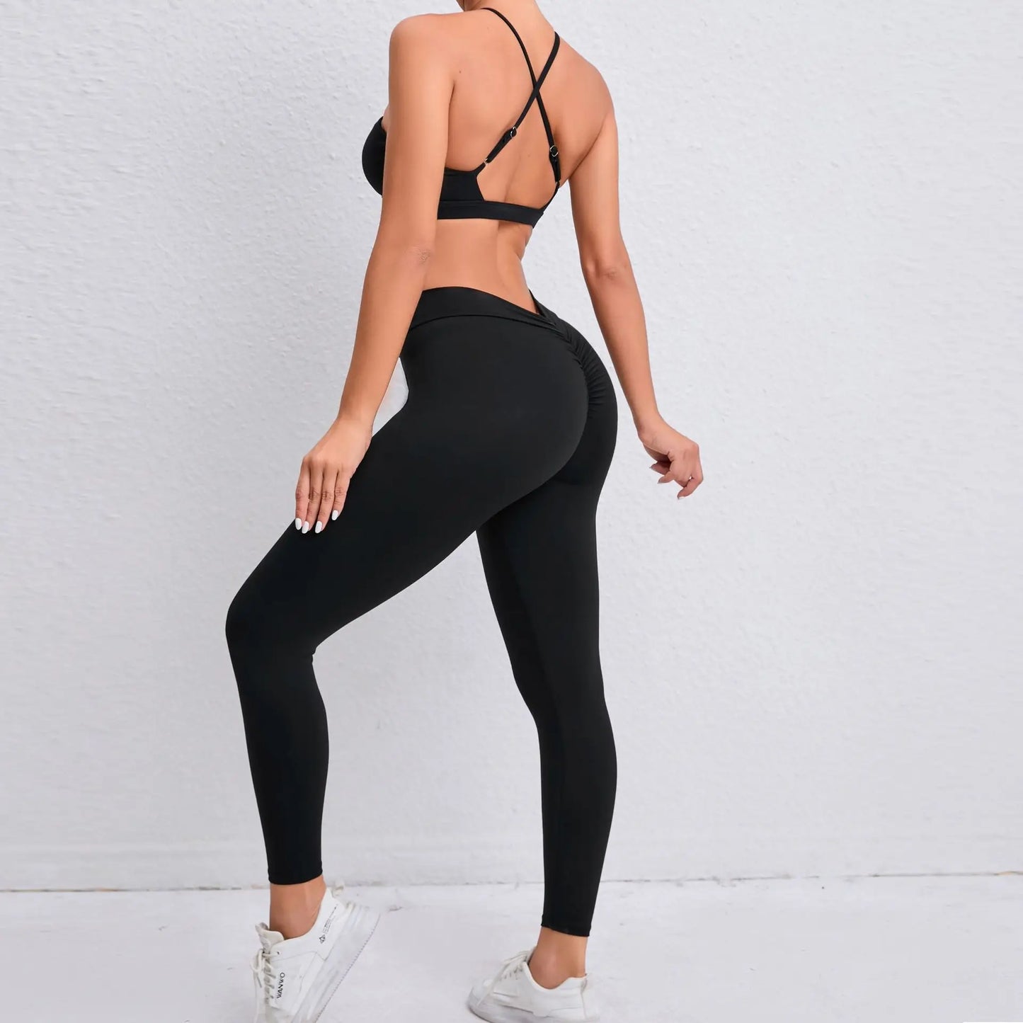 Sports Set Women Clothes Fitness Outfit Rib Yoga Suit Cross Running