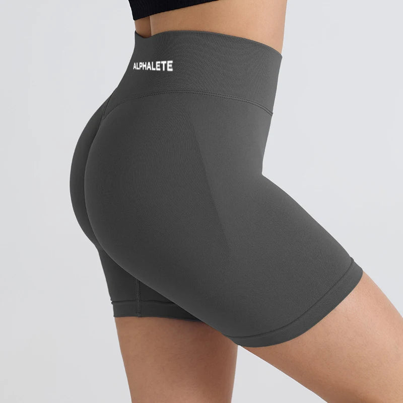 2025 ALPHALETE Impact Shorts Women Fitness Sports Biker Shorts Ribbed Band Yoga Shorts Workout Scrunch Butt Seamless Leggings