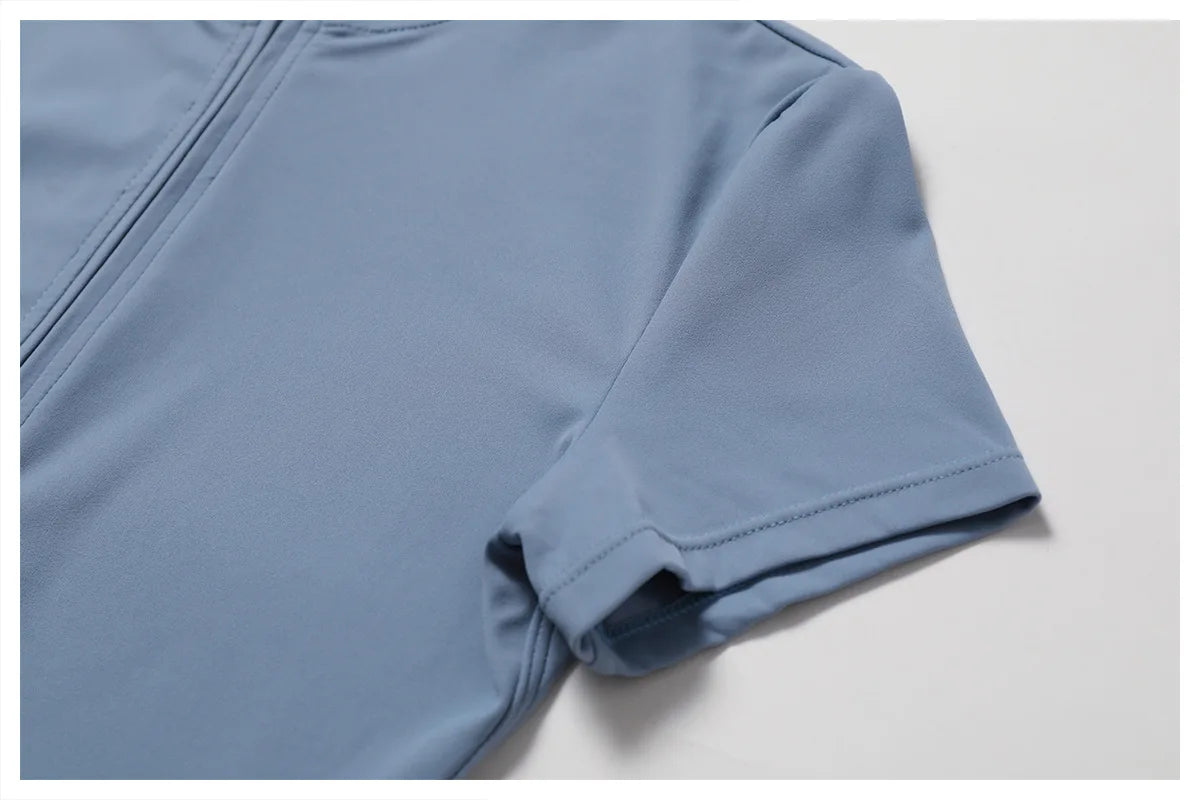 Summer Zipper Jumpsuit Short Sleeve Yoga Bodysuit