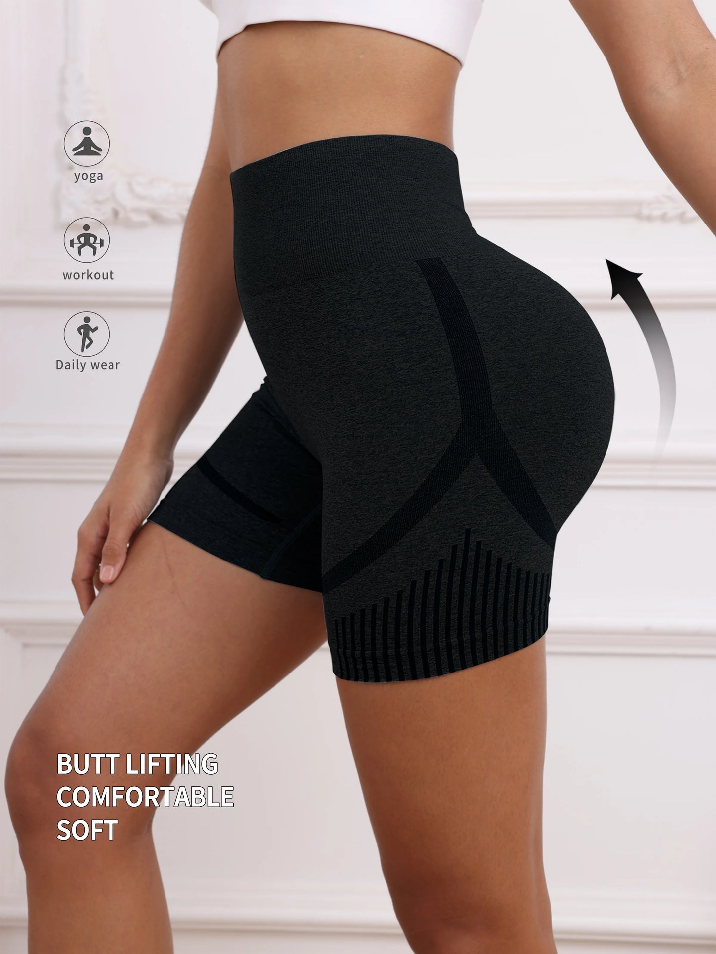 Women Butt Lifting Sports Shorts High Waist Hip Elastic Tummy Control Yoga Shorts Breathable Quick Dry Fitness Yoga Leggings
