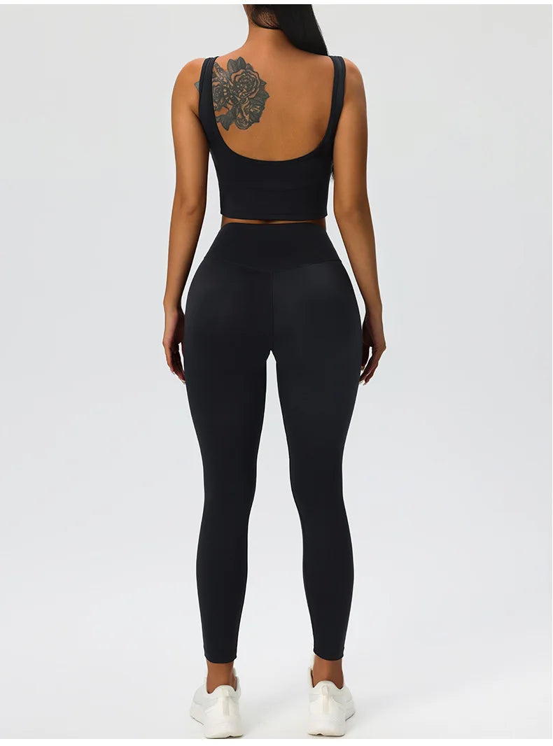 2 Pieces Women's High Quality Soften Yoga Set Sports Suit Gym Set