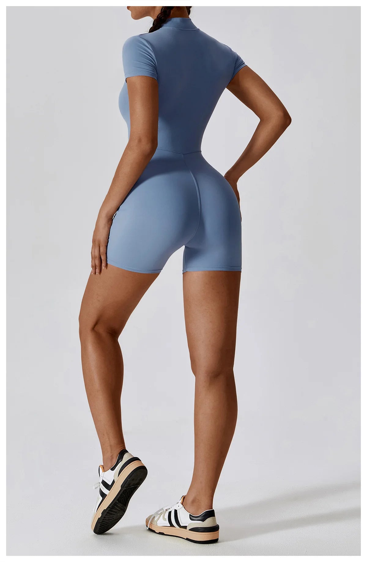 Summer Zipper Jumpsuit Short Sleeve Yoga Bodysuit