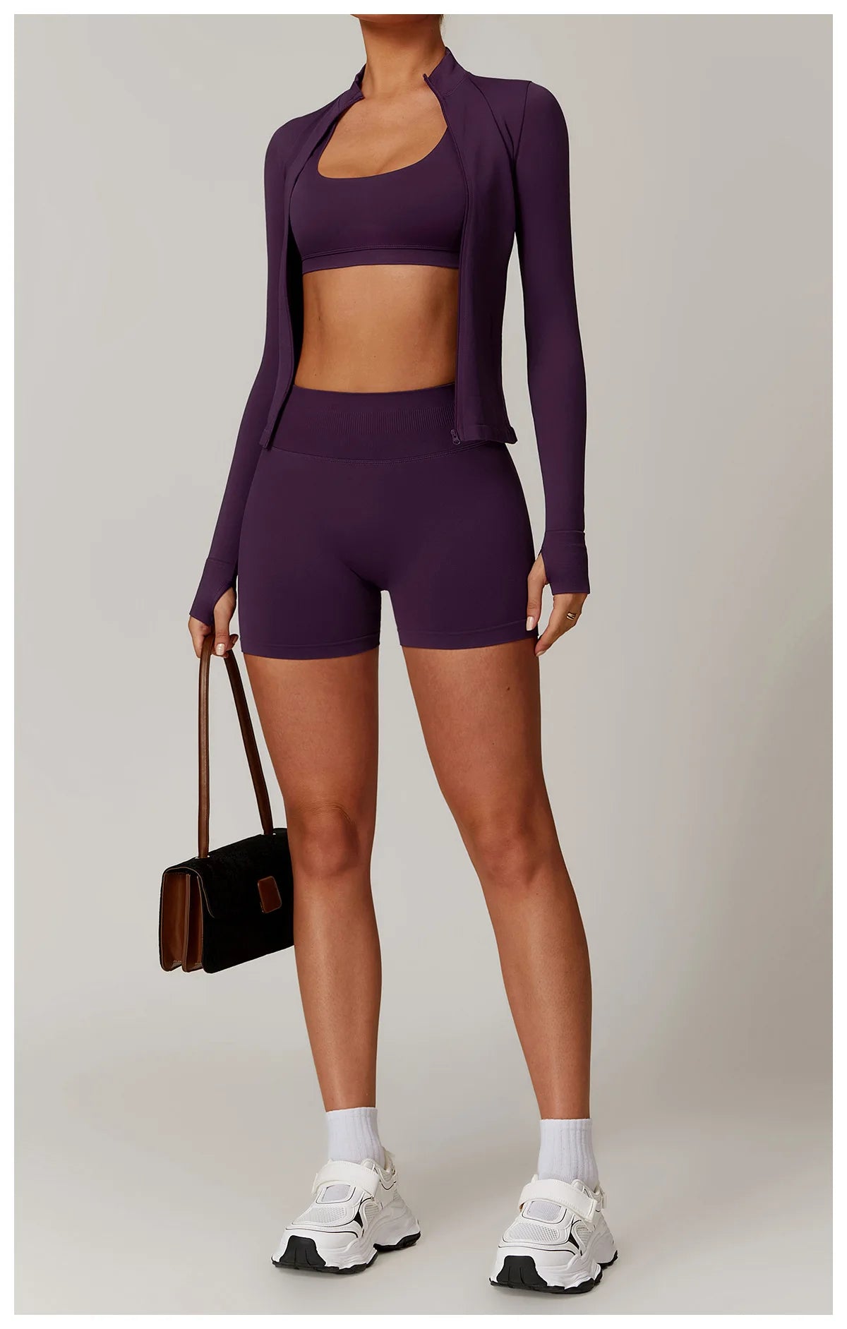 Seamless Yoga Clothes Women's Top Standing Collar Long Sleeved Sports Jacket