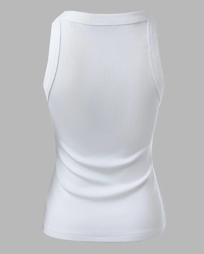Sleeveless Ribbed Knit Tank Top