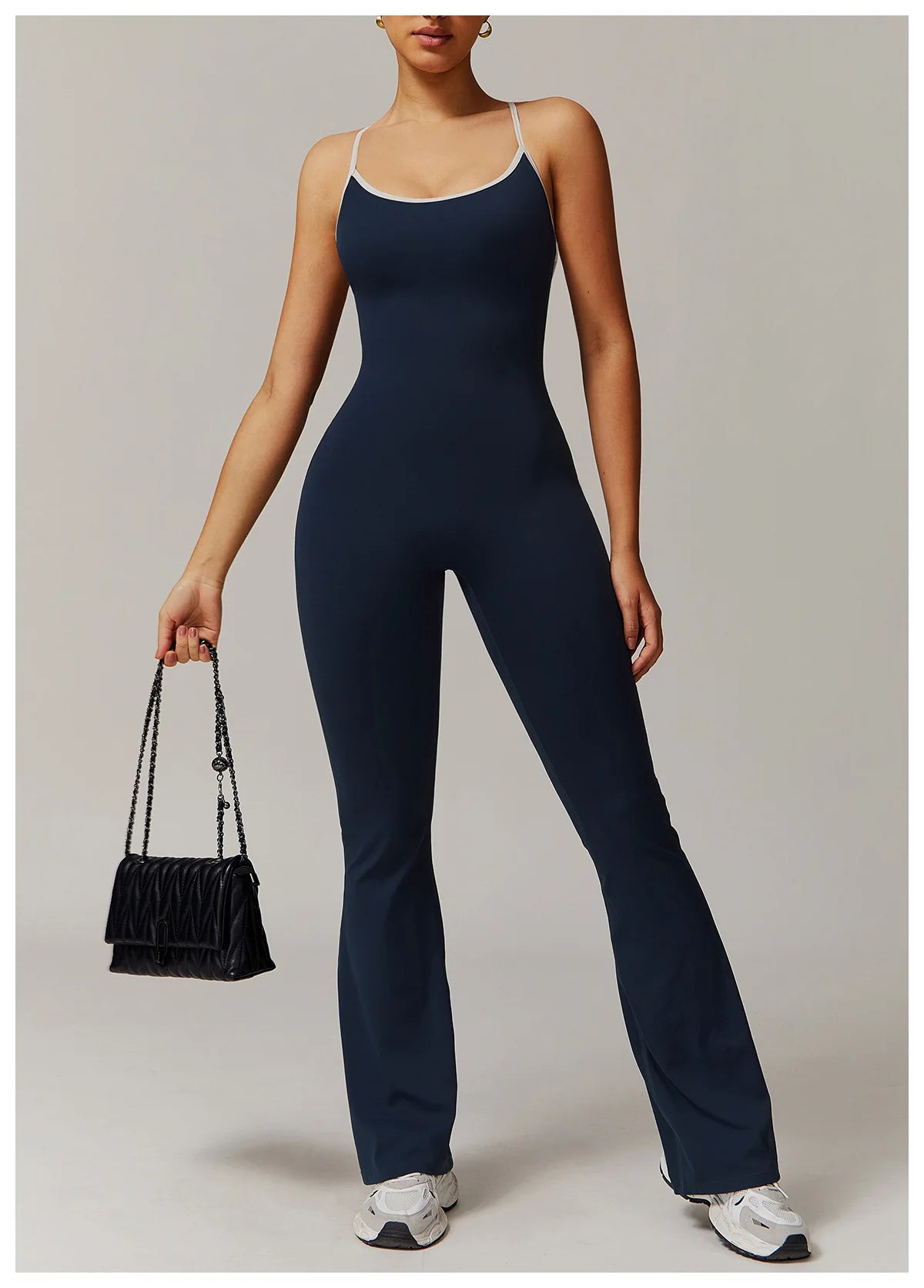 V Back Jumpsuit Gym Set