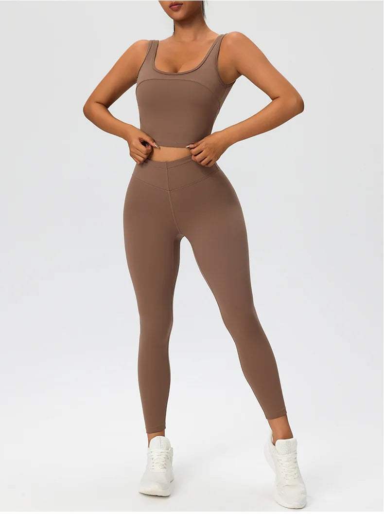 2 Pieces Women's High Quality Soften Yoga Set Sports Suit Gym Set