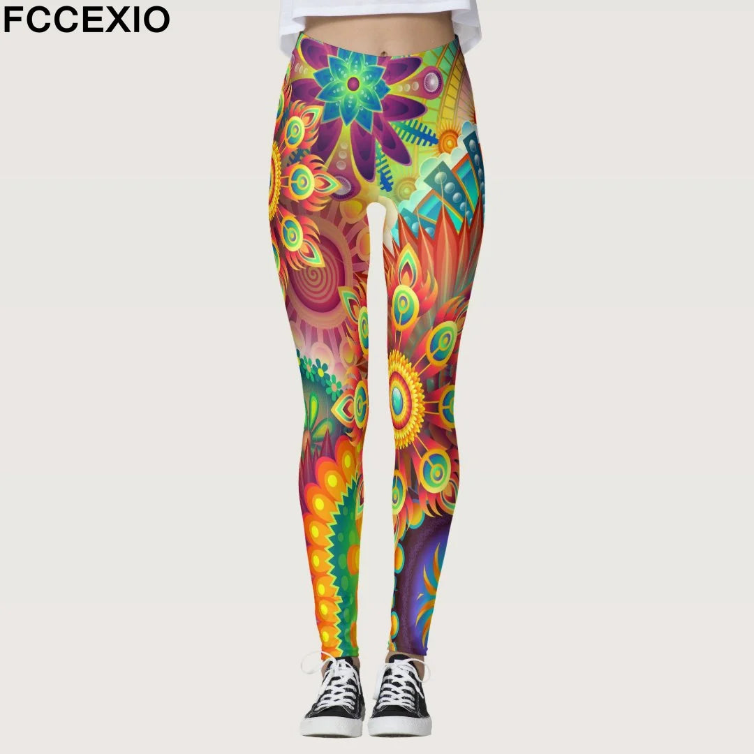 Geometric Graffiti Print Women's Sports Leggings