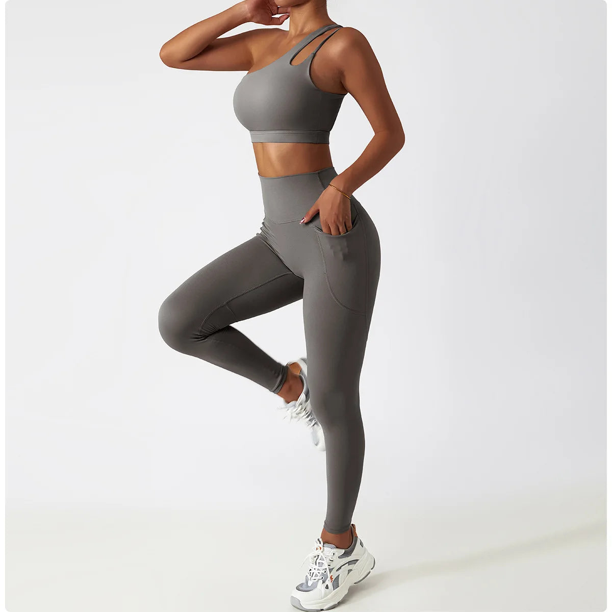 2PCS Seamless Women Tracksuit Yoga Set Workout Sportswear