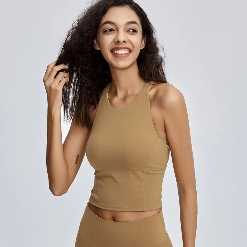 Comfy Cross Back Wide Strap Push-up Crop Top