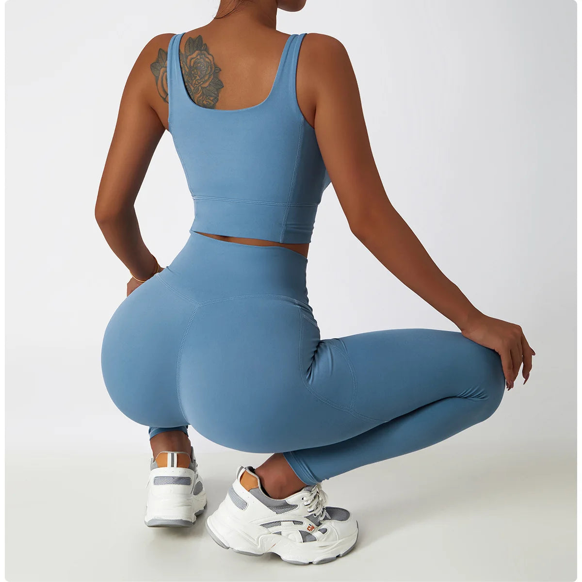 2PCS Seamless Women Tracksuit Yoga Set Workout Sportswear