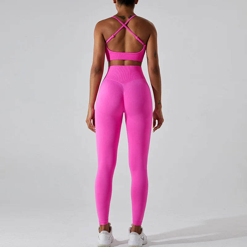 Women's Tracksuit Seamless Fitness Suit 2PCS Yoga Set Sportswear Workout