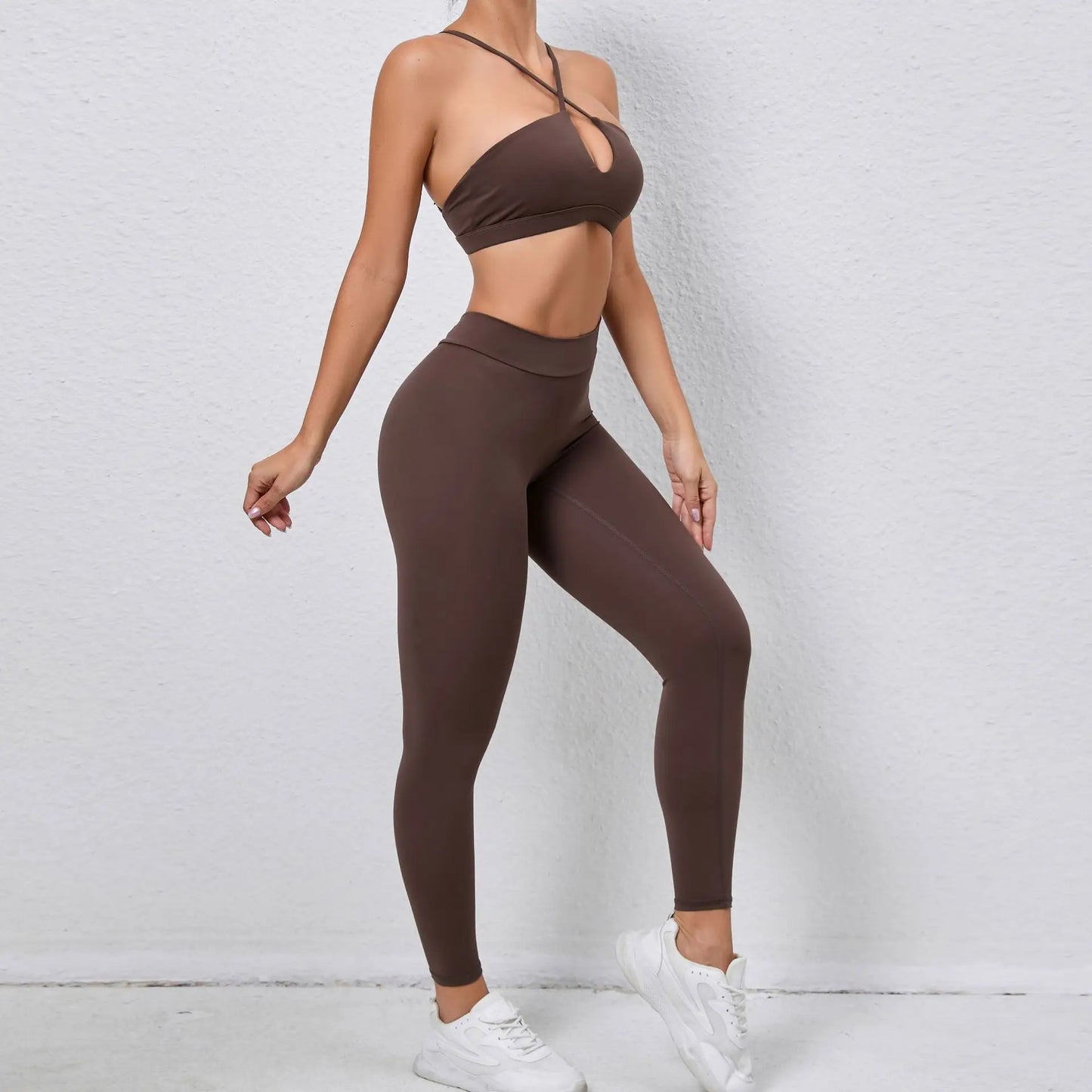 Sports Set Women Clothes Fitness Outfit Rib Yoga Suit Cross Running