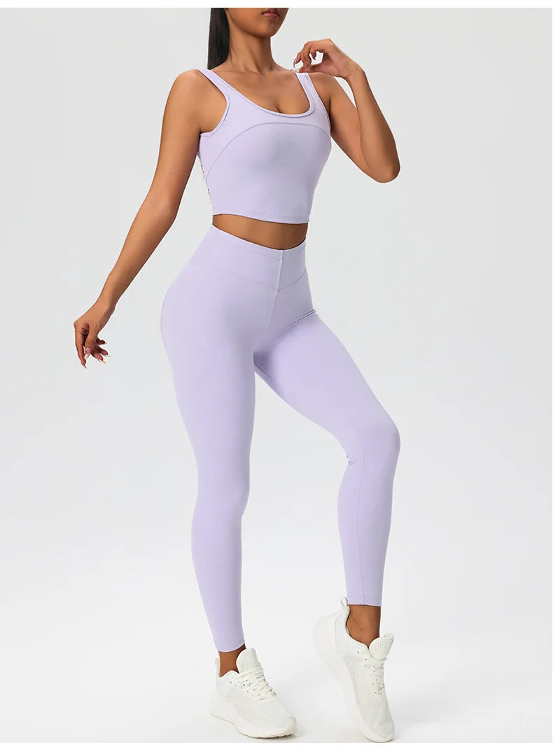 2 Pieces Women's High Quality Soften Yoga Set Sports Suit Gym Set