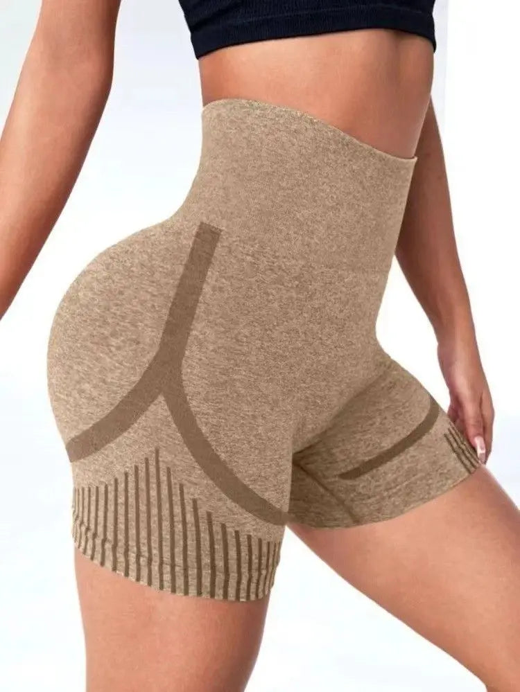 Women solid color sports shorts High Waist hip lift elastic running gym yoga shorts Breathable quick dry fitness yoga leggings