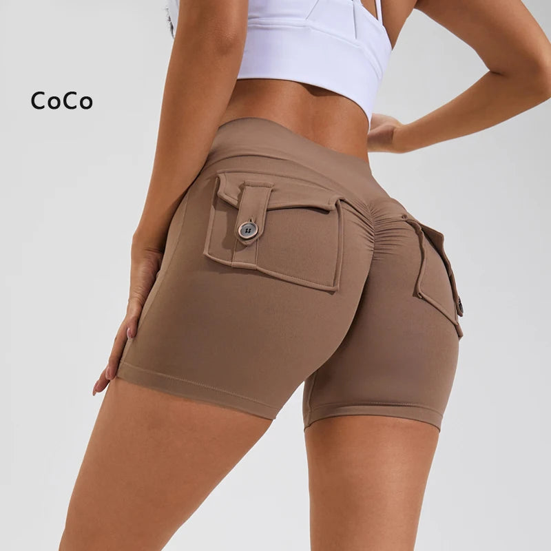DIAS FIT JOY Tight Women's Shorts Pocket high waist lifting buttocks quick drying yoga shorts