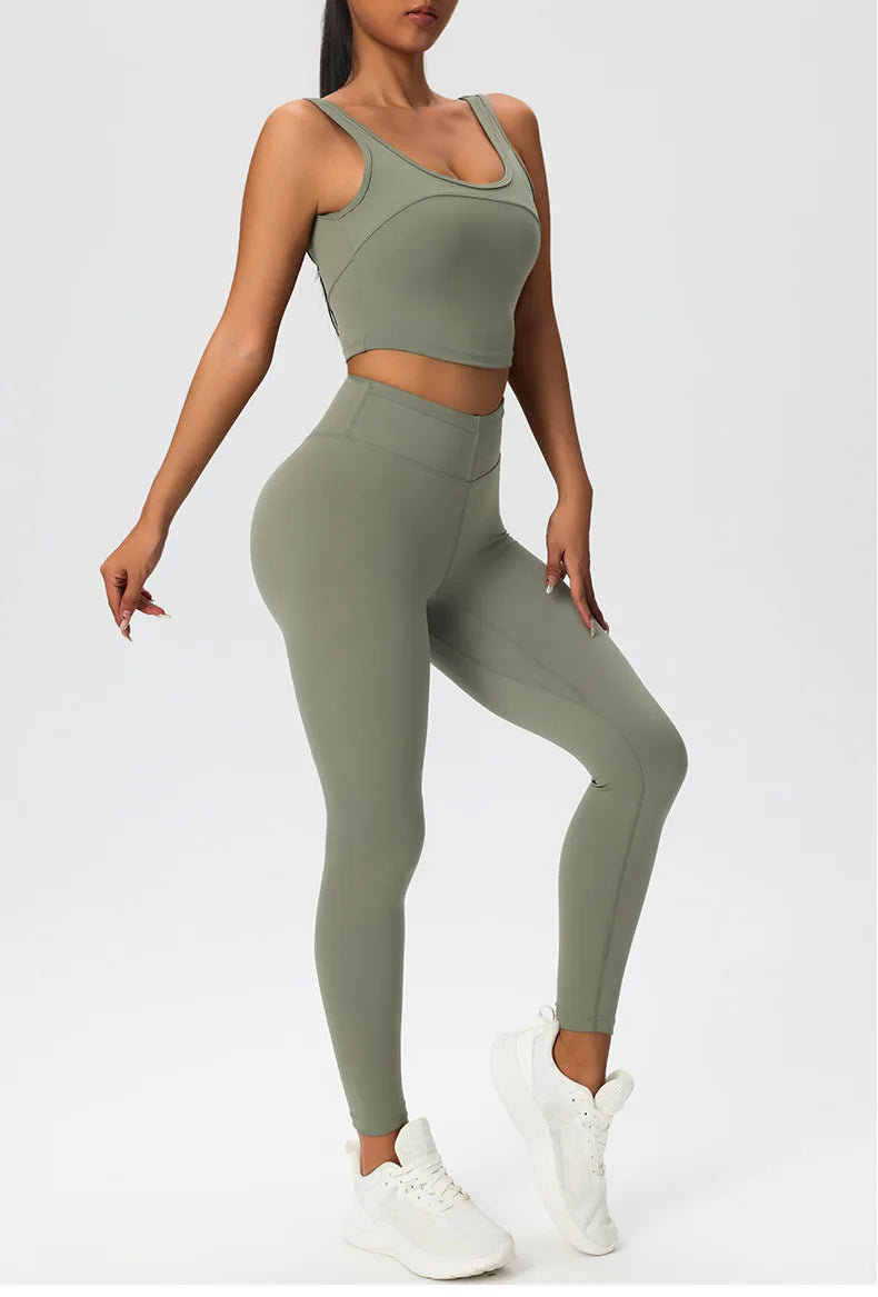 2 Pieces Women's High Quality Soften Yoga Set Sports Suit Gym Set