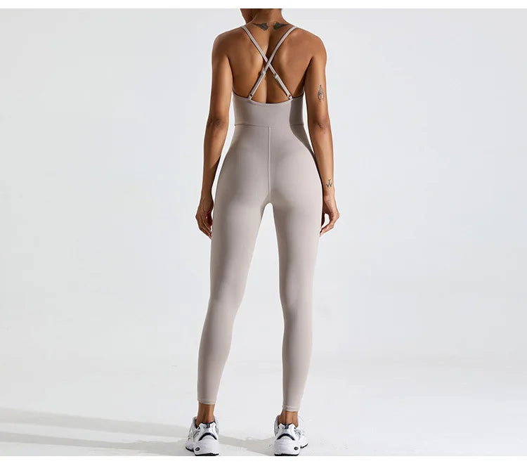 Yoga Jumpsuit for Women Fitness Backless Gym Clothing Set Yoga
