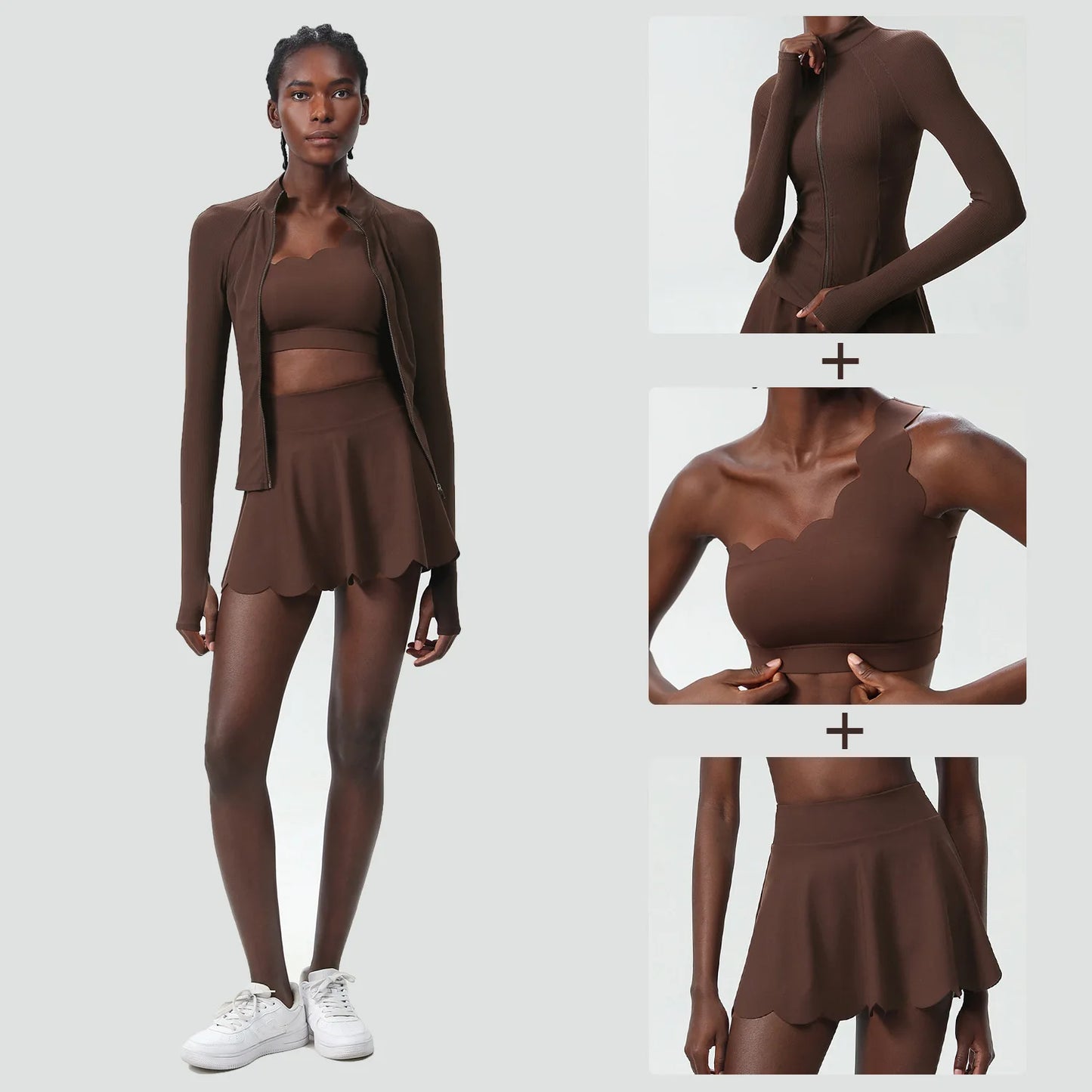 3Pcs Fitness Yoga Set Women Solid Color Gym Running Suit