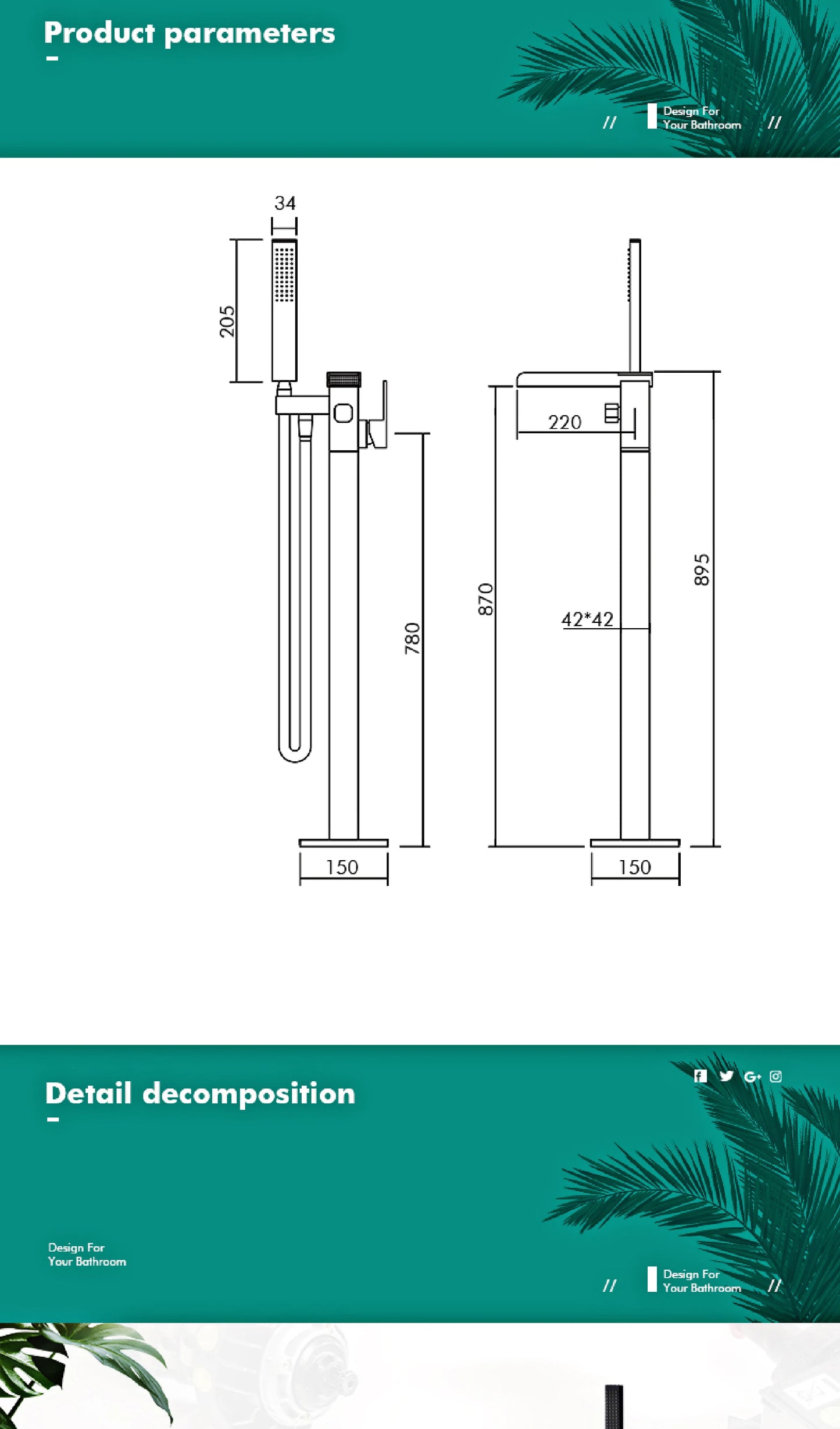 Freestanding Bathtub Faucet Waterfall Tub Filler Matt Balck Floor Mount Brass Single Handle Bathroom Faucets with Hand Showe