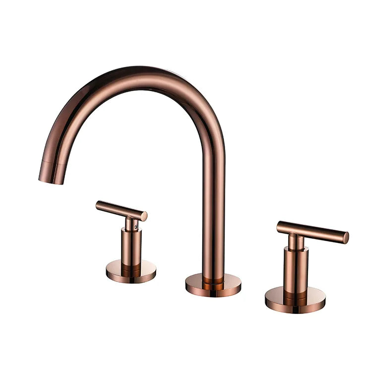 High Quality Brass 3 Hole 2 Handle Bathroom sink faucet Black Copper Basin mixer Taps Cold hot water faucet for Bathroom