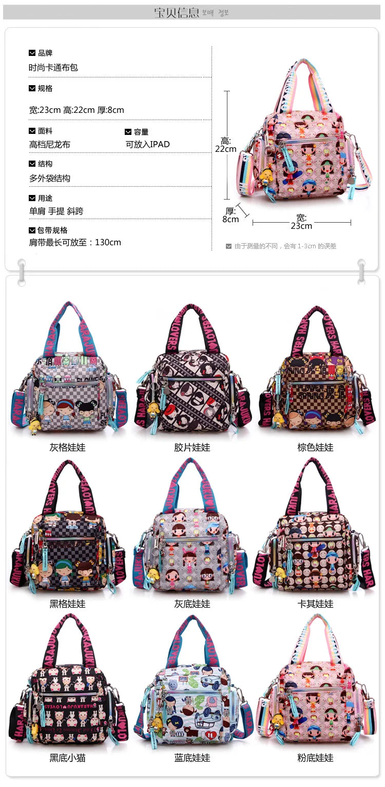 New woman candy color shoulder bag 2021 cowboy bag cute girl Harajuku baby handbag multi-functional Oxford cloth Messenger bag