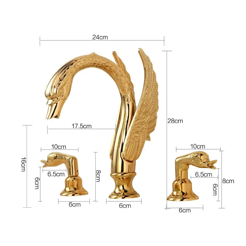 BAKALA Bath Shower Black/Golden/ Swan Faucet 3pcs Bathroom Torneira Taps Dual handle Basin Sink Rotatable Mixer