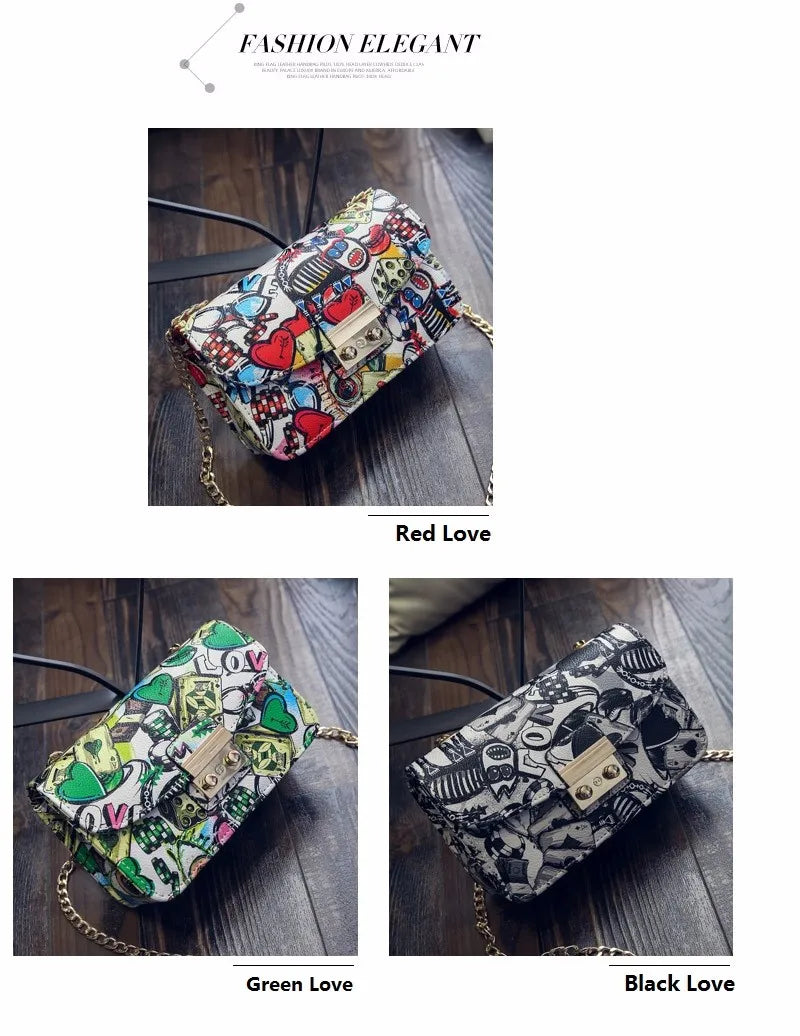 2022 New Women Bags Summer Graffiti Ladies Designer Handbags High Quality Chain Mini Bag Women Messenger Bags For Women Clutch