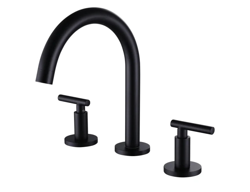 High Quality Brass 3 Hole 2 Handle Bathroom sink faucet Black Copper Basin mixer Taps Cold hot water faucet for Bathroom